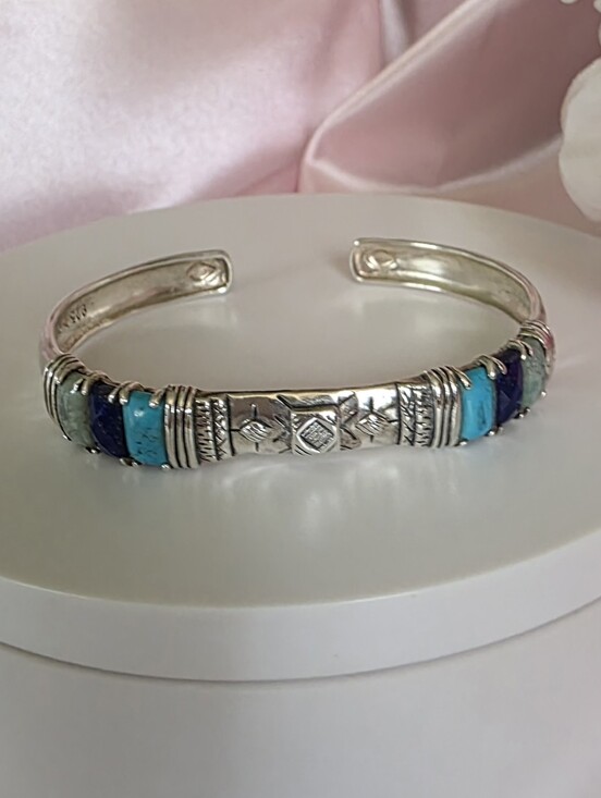 Silpada Jewelry - Silpada Sterling Silver Amazonite Howlite Lapis Beach House Cuff Bracelet B3220